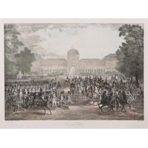 NAPOLEON BONAPARTE. Defilada wojskowa przed pałacem Tuileries; rys. Martinet, lit. C.E.P. Motte, Paryż 1822-1826