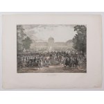NAPOLEON BONAPARTE. Defilada wojskowa przed pałacem Tuileries; rys. Martinet, lit. C.E.P. Motte, Paryż 1822-1826