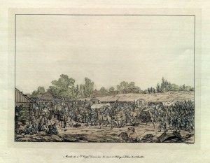 WYPRAWA NA MOSKWĘ 1812. Marsz 4 korpusu armii; lit. kolor., ryt. Albrecht Adam, Monachium 1827