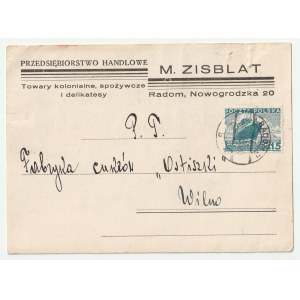 JUDAICA - Radom, Vilnius. Firmenpostkarte der Handelsgesellschaft M. Zisblatt in Radom. Zisblatt