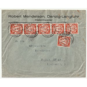 JUDAICA - Gdańsk. Koperta z nadrukiem: Robert Mendelson, Danzig-Langfuhr (Wrzeszcz) Holzmakler do Holzmarkt Expedition z Berlina