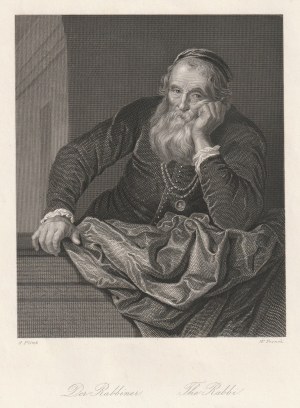JUDAICA. Rabin, według Goverta Flinka (ucznia Rembrandta, 1615 - 1660), ryt. W. French