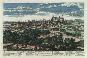 KRAKÓW. Panorama miasta; ok. 1692, ryt. Pierre-Alexandre Aveline (1702-1760)