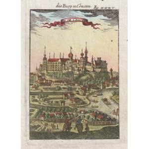 KRAKÓW. Panorama miasta ze sztafażem figuralnym na pierwszym planie, pochodzi z A. Manesson-Malleta, Beschreibung des gantzn Welt-Kreises, 1719