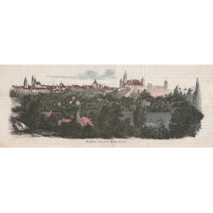 KRAKOW. Panorama of the city from the west, anonymous, 19th century, trees. color.