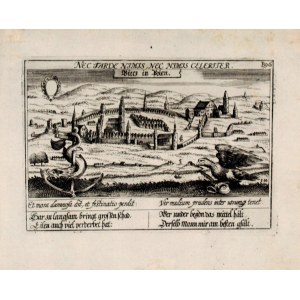 BIECZ. Panorama der Stadt; entnommen aus: Meissner, Daniel, Thesaurus Philopoliticus, hrsg. von Eberhard Kieser, Frankfurt am Main, 1621-1631