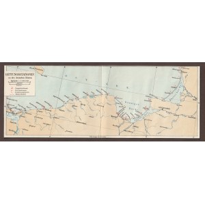POMORZE, ZATOKA GDAŃSKA. Mapa rozmieszczenia stacji ratunkowych na południowym wybrzeżu Bałtyku; Lipsk 1896; podziałka 1 : 2 000 000