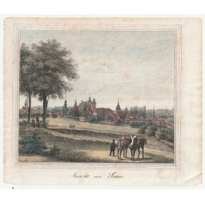ŻARY. Panorama miasta. Lit. kolor., anonim, ok. 1839 r.; drobne zabrudzenia i rdzawe plamki