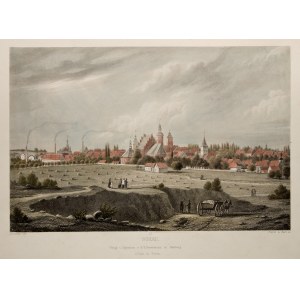 ŻARY. Widok na miasto. Ryt. Poppel i Kurz wg rys. J. Gottheila, ok. 1850 r.