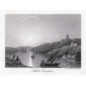 GRUDZIĄDZ. Widok na ruiny zamku krzyżackiego od str. Wisły; ryt. J. Willmore, Londyn, ok. 1830