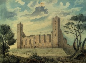RADZYN CHEŁMIŃSKI. Castle ruins, signed E. Römer, late 19th/early 20th century; on verso description: Schloßruinen Rauden b. Marienwerder
