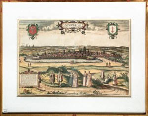 GDAŃSK. Panorama miasta ze wzgórza Grodzisko, pochodzi z: Civitates Orbis Terrarum, tom II, wyd. Georg Braun i Frans Hogenberg, Kolonia 1575
