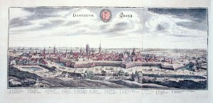 GDAŃSK. Panorama miasta z Biskupiej Górki, wg panoramy Aegidiusa Dickmanna, wyd. przez Meriana ok. 1640 r.; miedz. kolor.