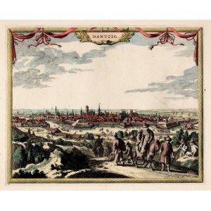 GDAŃSK. Panorama miasta z Biskupiej Górki, ryt. P.H. Schut, wyd. N. Visscher, Amsterdam, ok. 1650 r.