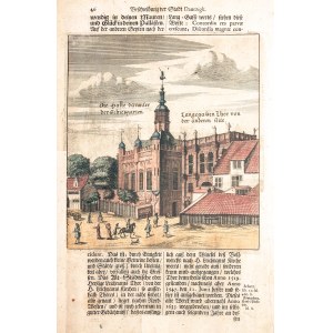 GDANSK. the Court of the Brotherhood of St. George and the Golden Gate; on verso the High (Upland) Gate and the Prison Tower; from: G. R. Curicke, Der Stadt Dantzig..., G. Janssonius 1688