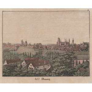 GDAŃSK. Ansicht der Stadt, lith. von Droesse, um 1820; lith. in Farbe.
