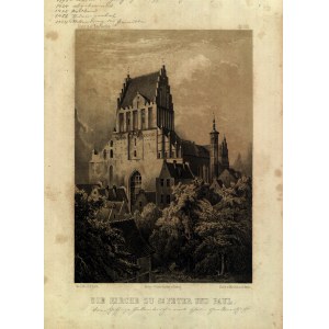 GDAŃSK. Kościół św. Piotra i Pawła, rys. i lit. J. Greth,… Gdańsk 1857; lit. tonowana