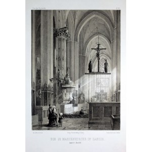 GDAŃSK. Wnętrze Bazyliki Mariackiej, rys. i lit. Julius Greth,… Gdańsk 1857; lit. tonowana