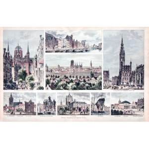 GDAŃSK. Widoki miasta w 9 sekcjach, według rys. Gottloba Theuerkaufa, ok. 1870