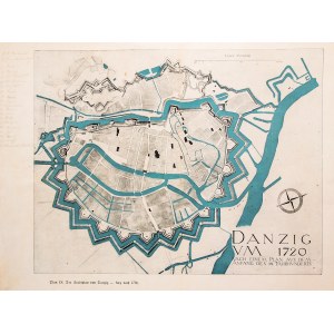 GDANSK. plan of Danzig as it stood in 1720; interwar reconstruction of the city plan; taken from: O. Kloeppel, Stadtbild von Danzig..., published by A.W. Kafemann, Danzig 1937; two-color print