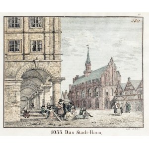MALBORK - Town hall, lith. by A. Richter, ca. 1840; lith. color.