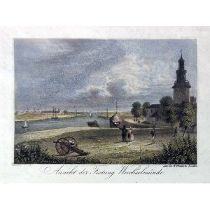 WISŁOUJŚCIE. Widok twierdzy; ryt. W. Finden, Londyn, ok. 1835; stal. kolor.