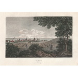 ELBLĄG. Panorama der Stadt von der Seite des Weinbergs, um 1840; Stahl, Farbe.