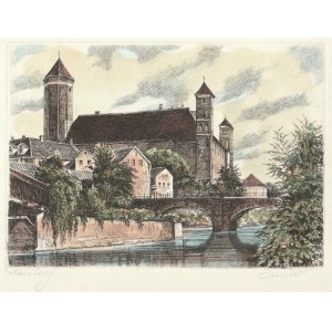 LIDZBARK WARMIŃSKI. Castle; Karl Zwicker, interwar period; signed in pencil at bottom; aquf. color.