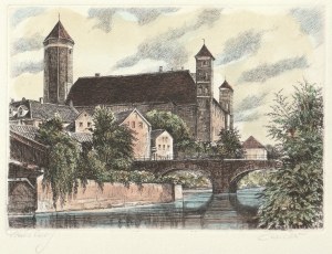 LIDZBARK WARMIŃSKI. Zamek; Karl Zwicker, okres międzywojenny; w dole sygn. ołówkiem; akwf. kolor.
