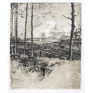 PRZEMYSL. Wald vor einer Bastei, aufgenommen von: Kasimir, Luigi, Galizien 1915...; 1915; Brief getönt auf japanischem Seidenpapier