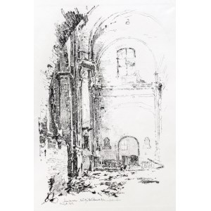 SIENIAWA. Zniszczony kościół benedyktyński, pochodzi z: Kasimir, Luigi, Galizien 1915…; 1915; lit. cz.-b. na bibule japońskiej