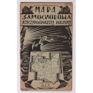 BIAŁYSTOK, LUBLIN. Autokarte von Podlasie und Lublin; Maßstab: 1 : 600 000, herausgegeben von der Kartographischen und Verlagsgesellschaft GEA, Warschau, 1928