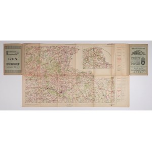 GDAŃSK, BYDGOSZCZ. Mapa samochodowa północno-zachodniej Polski, z mapką Wolnego Miasta Gdańska; 1 : 400 000, wyd. GEA, 1928