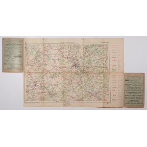 WARSZAWA, ŁÓDŹ. Mapa samochodowa centralnej Polski 1 : 400 000, wyd. GEA, Warszawa, 1928