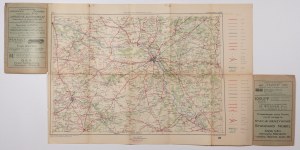 WARSZAWA, ŁÓDŹ. Mapa samochodowa centralnej Polski 1 : 400 000, wyd. GEA, Warszawa, 1928