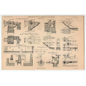 KEDZIERZYN-KOZLE. Plans for the canalization of the Oder River from Kedzierzyn-Kozle to the mouth of the Neisse-Lusatian River - 5 sheets, showing in detail the entire communication, 1896; letter and print ch.-b.