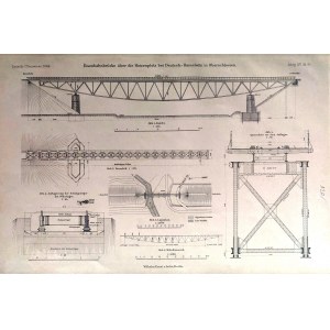 RACŁAWICE ŚLĄSKIE. Diagrams of the railroad bridge over the Osoblooga River; 1904; print. fb.