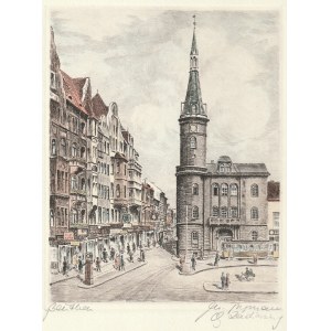BYTOM. Rathaus (1945 zerstört); ryt. Fritzmann (?), Zwischenkriegszeit; unten mit Bleistift signiert; aquf. farb.