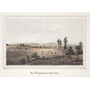 KARPATENAUSLÄUFER. Blick von den Karpatenausläufern westlich von Těšín Silesia, aufgenommen von Borussia..., 1838-1842, Farblith.