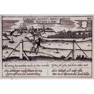 SANDOMIERZ. Panorama miasta, sygn. CB, pochodzi z: Meissner, Daniel, Thesaurus Philopoliticus, Frankfurt n. Menem 1621-1631; miedz. cz.-b.