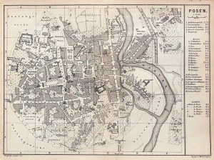 POZNAŃ. Plan miasta; wyd. Wagner & Debes, Lipsk, ok. 1890; lit. cz.-b.