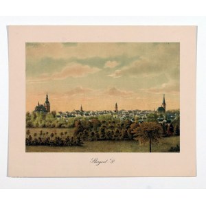 STARGARD. Panorama der Stadt, von Leo Kempner, publ. ca. 1850; Farblith.