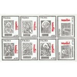 POLSKIE MADONNY. 5 bloków złożonych z 8 znaczków z serii: Polskie Madonny (1986-87), w różnych odmianach zieleni, oraz czarny i czerwony, oddzielne, opisane: H. Mruk, M. Guć:…, str. 157-175