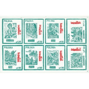 WARSAW UPRISING (1988). 3 blocks from the series: Warsaw Uprising, 2 blocks in different varieties of green, 1 block black; described: H. Mruk, M. Guć:..., pp. 177-199.