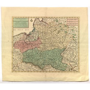 POLSKA (zwana w I RP KORONĄ), WIELKIE KSIĘSTWO LITEWSKIE. Mapa Rzeczypospolitej, z zaznaczonym obszarem zajmowanym przez kozaków zaporoskich