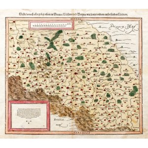 SLĄSK. KROTOSZYN, SULMIERZYCE. map of Silesia - one of the first cartographic studies of Silesia; compiled by. Martin Helwig, reworked by David Wolckenstein; taken from: Münster, Sebastian