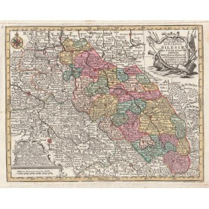 ŚLĄSK. Mapa Dolnego i Górnego Śląska z 1774; przedstawiono graniczącą ze Śląskiem część Wielkopolski z Poznaniem; T.C. Lotter