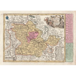 GŁOGÓW, BYTOM ODRZAŃSKI, WSCHOWA, LESZNO, ŚWIEBODZIN. Karte des Herzogtums Głogów und des Baronats von Bytom, einschließlich des Grenzgebiets zu Großpolen; ryt. G.F. Lotter,
