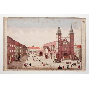 WROCŁAW. Church of St. Mary Magdalene; according to drawing by F. B. Werner, published by G. B. Probst, Augsburg, ca. 1760; description at bottom (part of description partially cropped): Prospectus Ecclesiae Evangelicae ad St. Mariae...]; view from Guckka