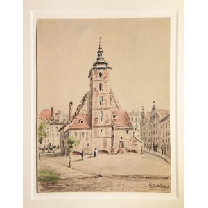 WROCŁAW. St. Christopher's Church; signed Bothe Rochow, 1890; watercolor